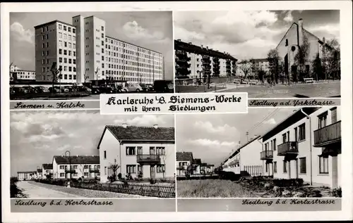 Ak Karlsruhe in Baden, Siemenswerke, Siemens und Halske, Siedlung Yorkstraße, Hertzstraße