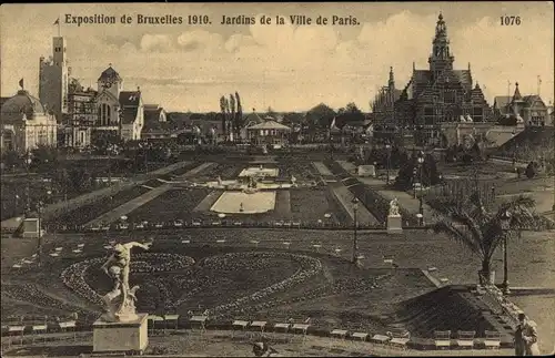 Ak Bruxelles Brüssel, Exposition 1910, Jardins de la Ville de Paris