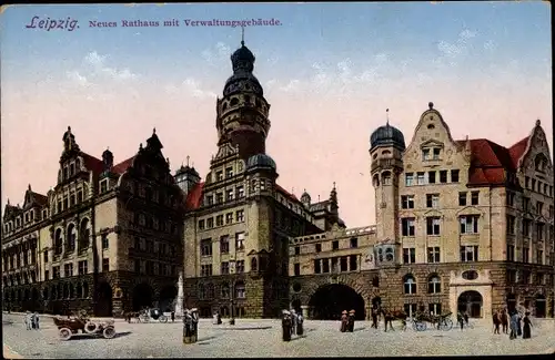 Ak Leipzig in Sachsen, Neues Rathaus mit Verwaltungsgebäude
