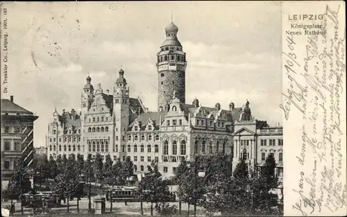Ak Leipzig in Sachsen, Königsplatz, Neues Rathaus