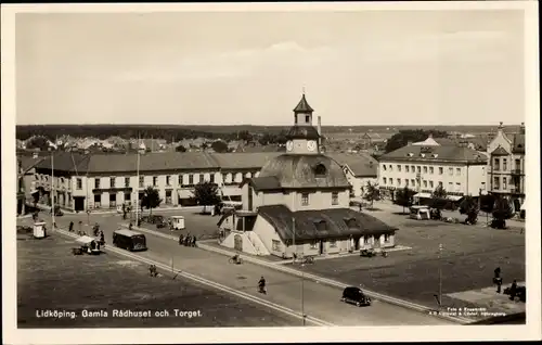 Ak Lidköping Schweden, Gamla Radhuset och Torget