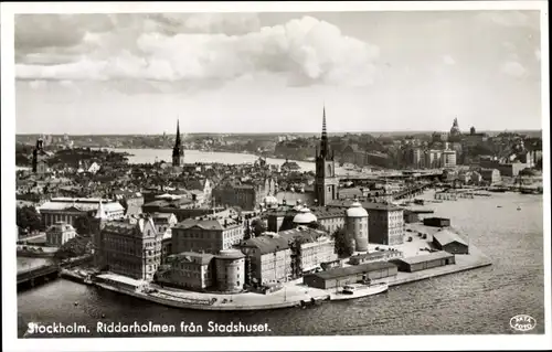 Ak Stockholm Schweden, Riddarholmen fran Stadshuset