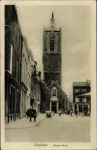 Ak Schiedam Südholland Niederlande, Groote Markt