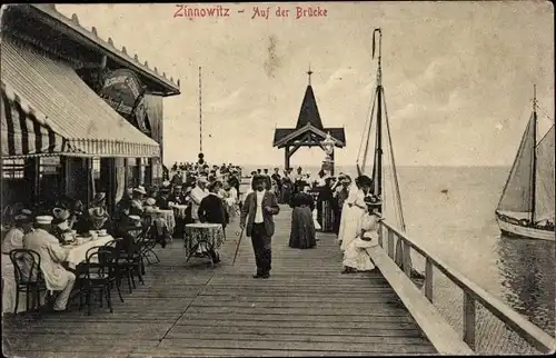 Ak Ostseebad Zinnowitz Usedom, Auf der Seebrücke, Cafe