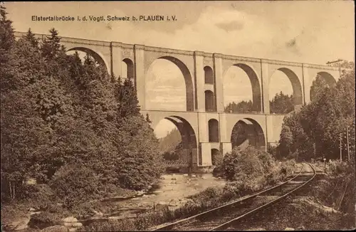 Ak Jocketa Pöhl im Vogtland, Elstertalbrücke