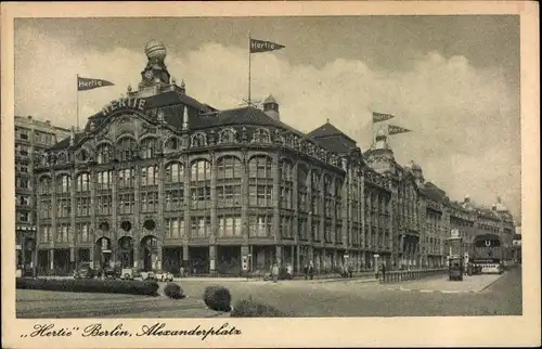 Ak Berlin Mitte, Alexanderplatz, Hertie-Kaufhaus, U-Bahnhof