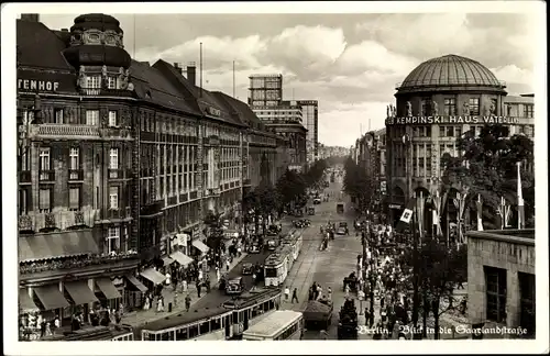Ak Berlin Tiergarten, Saarlandstraße, Kempinski Haus, Straßenbahn, Passanten