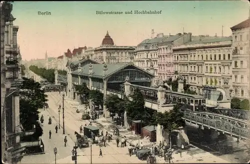 Ak Berlin Schöneberg, Bülowstraße mit Hochbahnhof
