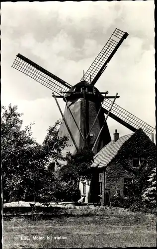 Ak Ede Gelderland Niederlande, Molen bij station