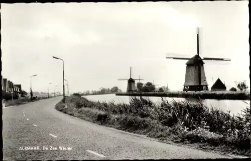 Ak Alkmaar Nordholland Niederlande, De Zes Wielen, Molen