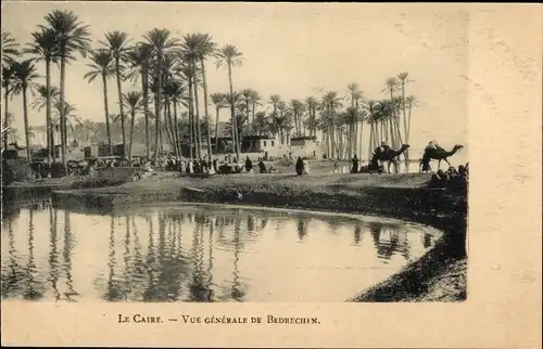 Ak Cairo Kairo Ägypten, Vue générale de Bedrechen, Oase, Kamele