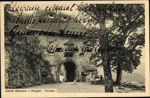 Ak Gernsbach im Schwarzwald, Schloss Eberstein, Terrasse