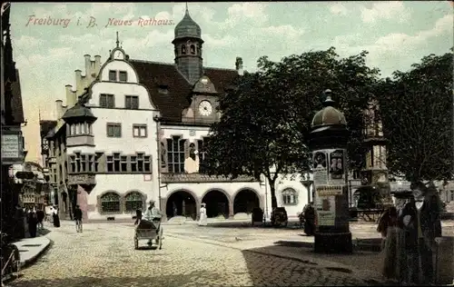 Ak Freiburg im Breisgau, Neues Rathaus, Litfaßsäule