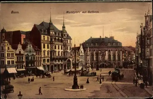 Ak Bonn Rhein, Marktplatz mit Rathaus