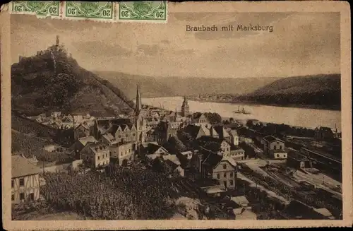 Ak Braubach am Rhein, Marksburg, Panorama