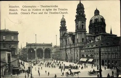 Ak München, Odeonsplatz, Theatinerkirche