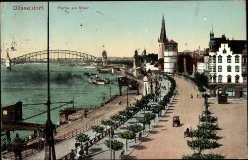 Ak Düsseldorf am Rhein, Partie am Rhein