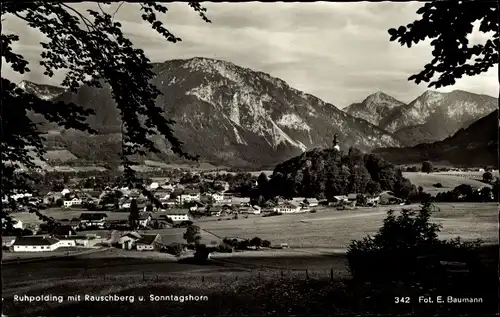 Ak Ruhpolding in Oberbayern, Panorama mit Rauschberg und Sonntagshorn