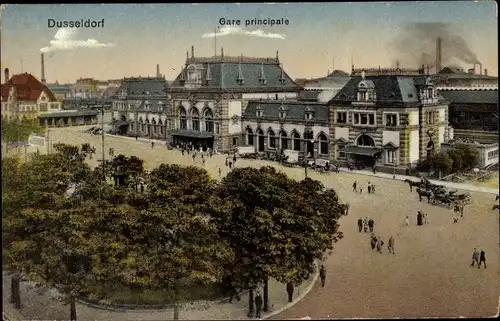 Ak Düsseldorf am Rhein, Gare principale, Bahnhof