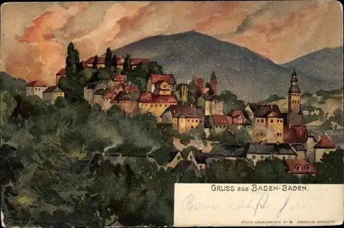 Künstler Ak Pfaff, C., Baden Baden am Schwarzwald, Gesamtansicht