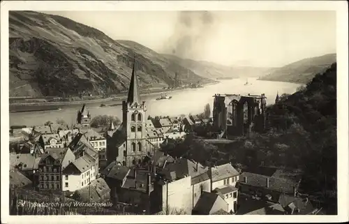 Ak Bacharach am Rhein, Ortsansicht mit Wernerkapelle