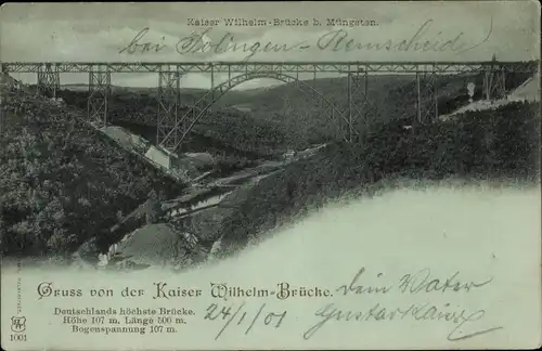 Mondschein Ak Solingen im Bergischen Land, Müngstener Brücke, Kaiser Wilhelm Brücke