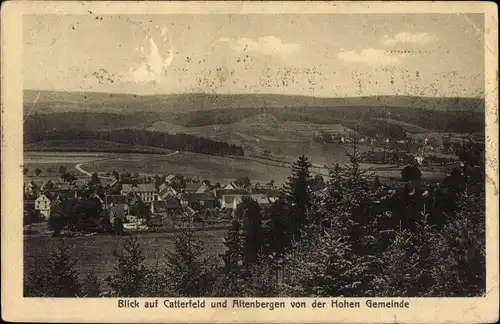 Ak Catterfeld Leinatal in Thüringen, Ortsansicht und Altenbergen von der Hohen Gemeinde
