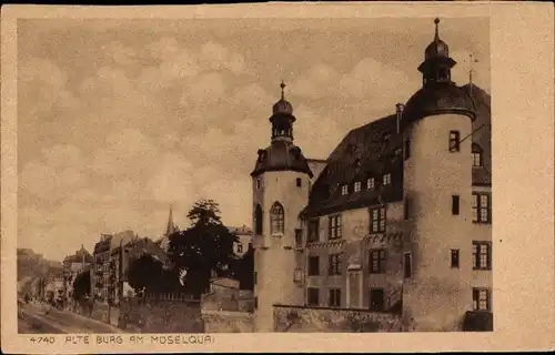 Ak Koblenz am Rhein, Alte Burg am Moselquai