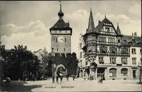 Ak Konstanz am Bodensee, Blick auf das Schnetztor, Fachwerkbau