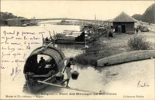 Ak Saigon Cochinchine Vietnam, Pont des Messageries Maritimes