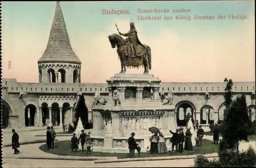 Ak Budapest Ungarn, Denkmal des König Steffan