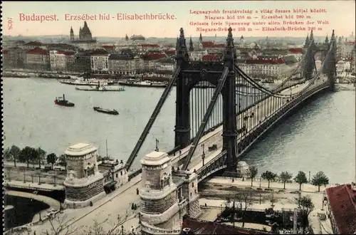 Ak Budapest Ungarn, Elisabethbrücke