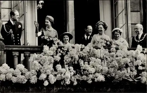 Ak Rotterdam Südholland, Königin Elizabeth von Großbritannien, Juliana der Niederlande, 1958