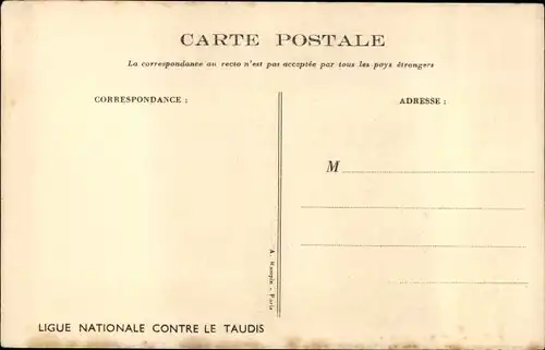 Künstler Ak Poulbot, Franciscque, T'as peur des araignees, Ligue Nationale contre le Taudis