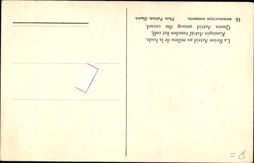 Ak Astrid von Schweden, Königin von Belgien