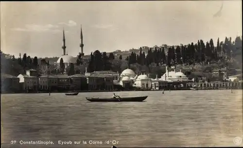 Ak Konstantinopel Istanbul Türkei, Eyoub sur la Corne d'Or, barque