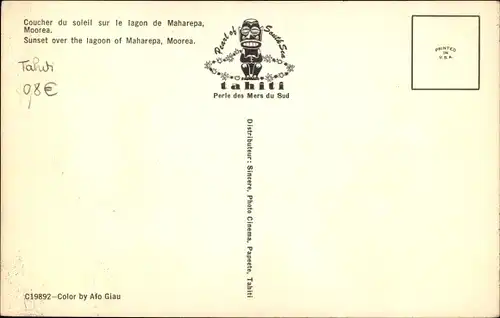 Ak Moorea Französisch Polynesien, Sunset over the lagoon of Maharepa