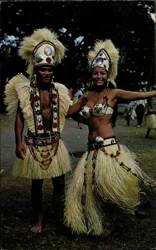 Ak Französisch Polynesien, The 2 crack dancers of the winning group 1966, Claire et Joel