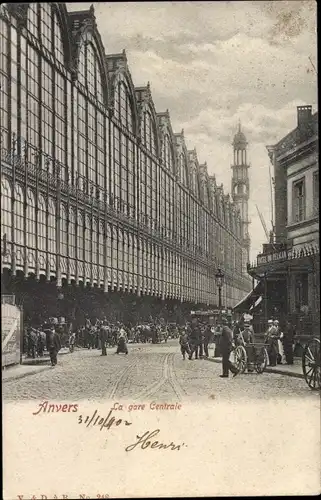Ak Anvers Antwerpen Flandern, La gare Centrale