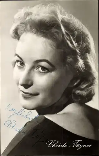 Ak Schauspielerin Christa Fügner, Portrait, DEFA Film, Autogramm, Rivalen am Steuer