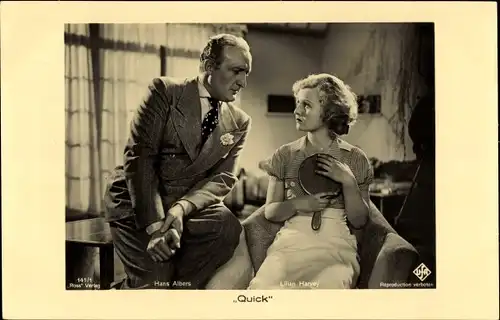 Ak Schauspieler Hans Albers, Schauspielerin Lilian Harvey, Quick