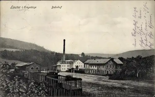 Ak Lauter Bernsbach im Erzgebirge Sachsen, Partie am Bahnhof