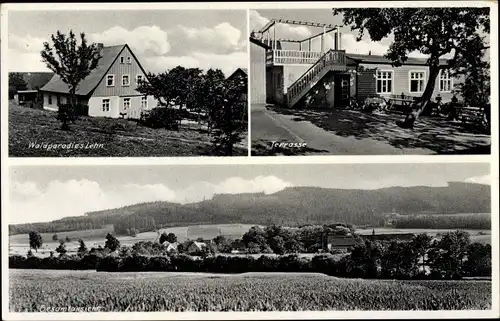 Ak Lehn Plotzen Hochkirch in Sachsen, Gasthaus Waldparadies Lehn, Blick auf den Ort