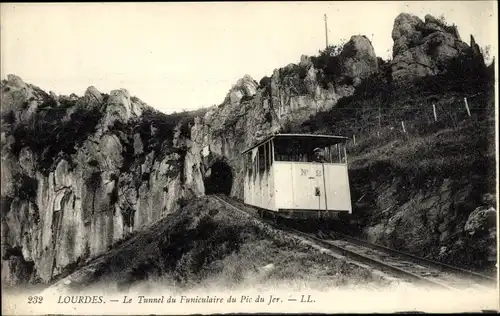 Ak Lourdes Hautes Pyrénées, Le Tunnel du Funiculaire du Pic du Jer