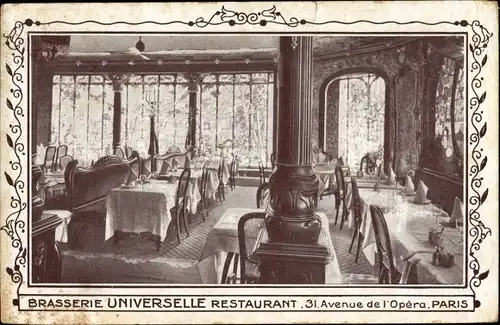 Ak Paris IX Opéra, Brasserie Universelle Restaurant