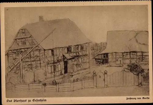 Künstler Ak Sessenheim Sesenheim Elsass Bas Rhin, Das Pfarrhaus