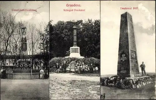 Ak Grudziądz Graudenz Westpreußen, Coublere Denkmal, Kriegerdenkmal, Denkmal 1807