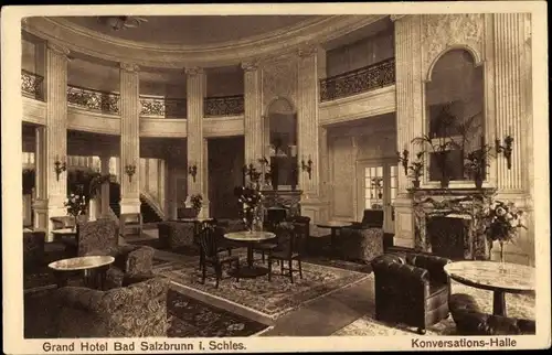 Ak Szczawno Zdrój Bad Salzbrunn Niederschlesien, Grand Hotel, Konversations-Halle