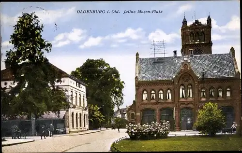 Ak Oldenburg in Niedersachsen, Häuser am Julius Mosen Platz