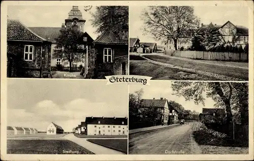 Ak Steterburg Salzgitter in Niedersachsen, Gutshof, Kirche, Siedlung, Dorfstraße